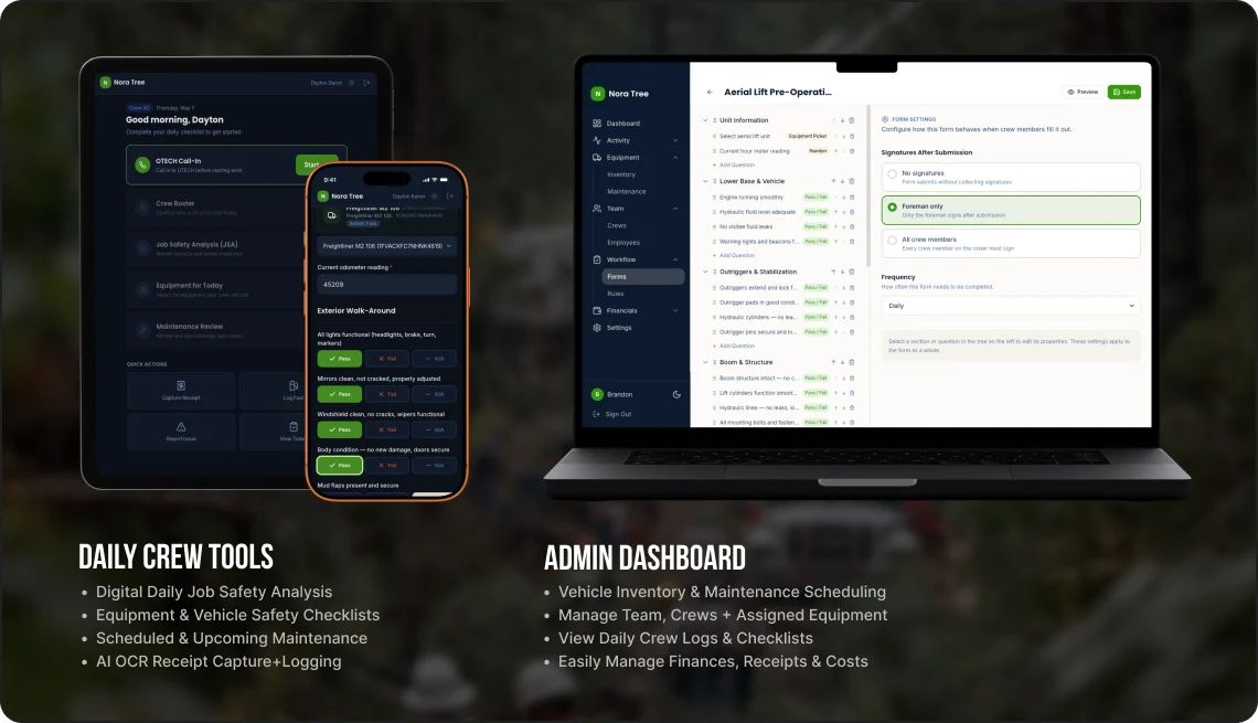 The Tree Service daily crew tools and admin dashboard