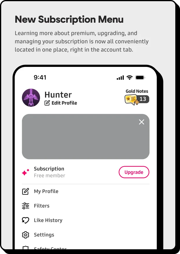 New Subscription Menu