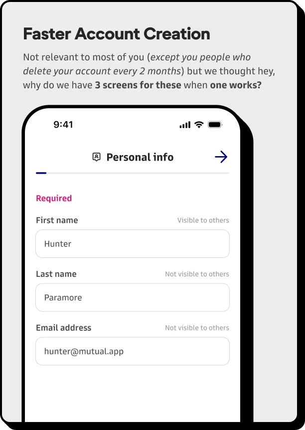 Faster Account Creation